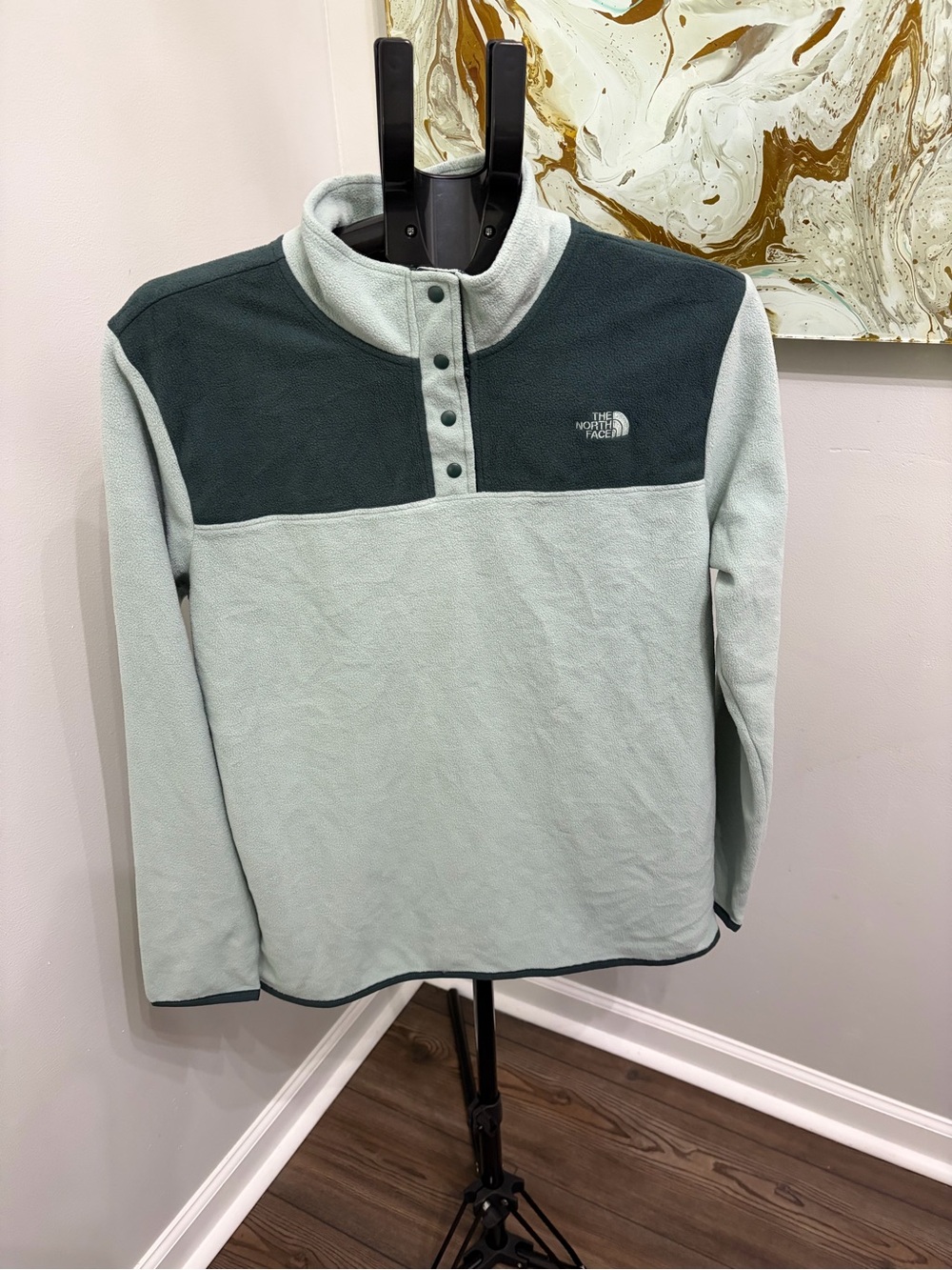 The North Face Men’s Two-Tone Snap-Neck Fleece - Sage Green/Forest